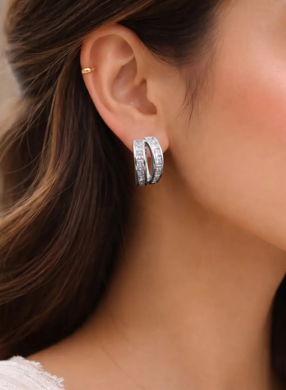Silver Sparkle Luxe Hoop Earrings