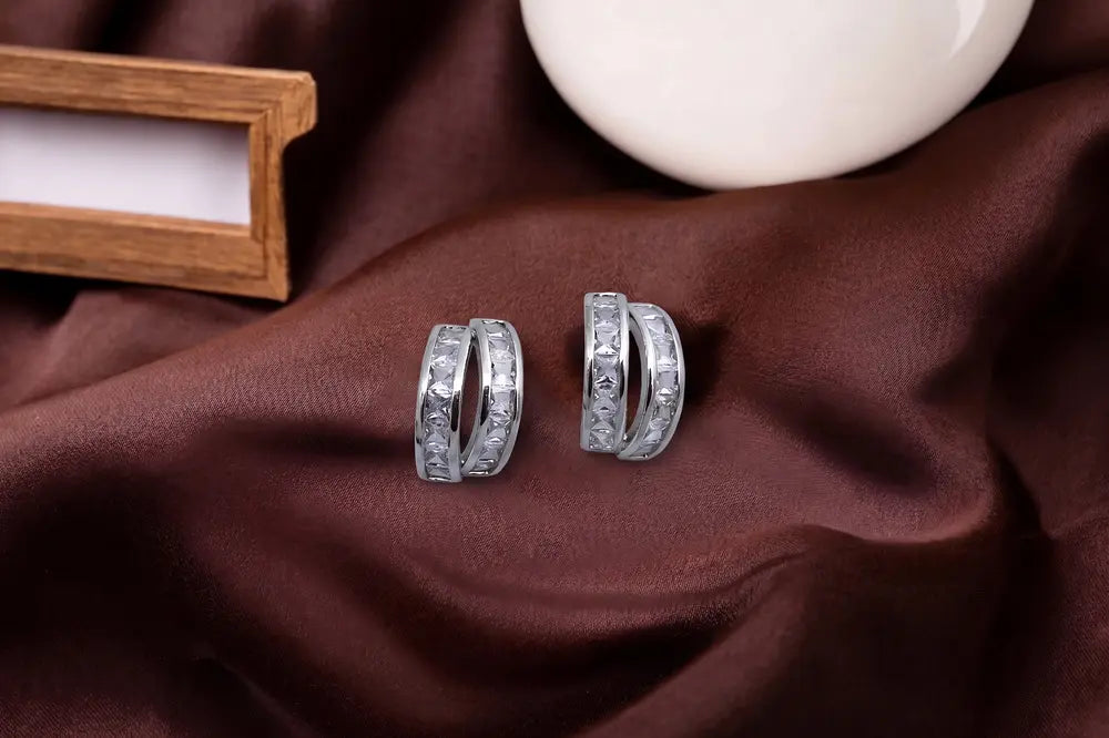 Silver Sparkle Luxe Hoop Earrings
