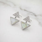 Rose Gold Pearl Triangle Drop Earrings