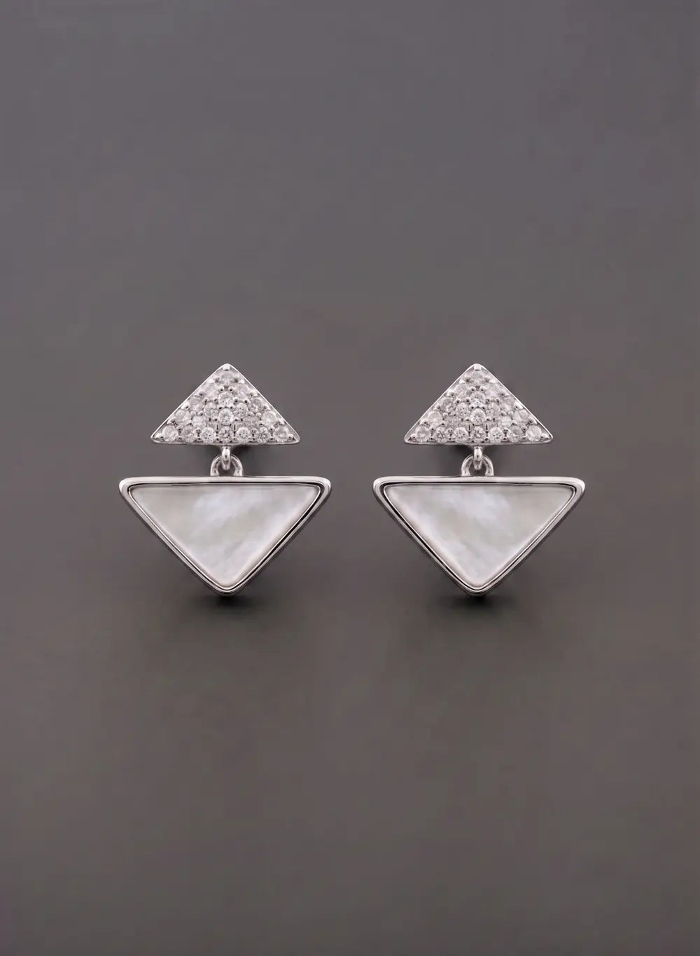 Rose Gold Pearl Triangle Drop Earrings