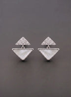 Rose Gold Pearl Triangle Drop Earrings