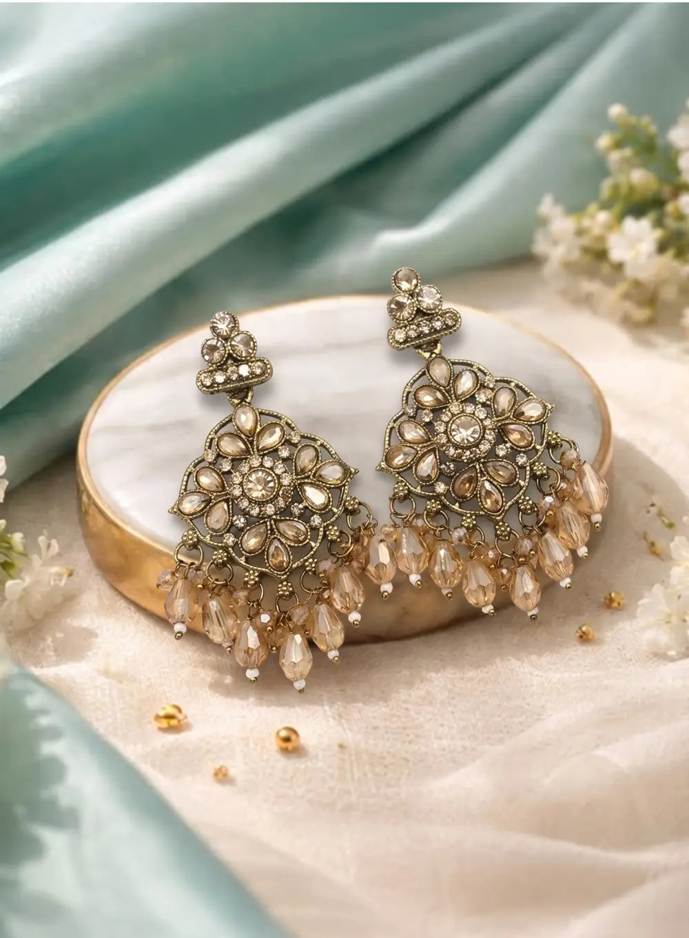 Sunehri Bloom Champagne Drop Earrings