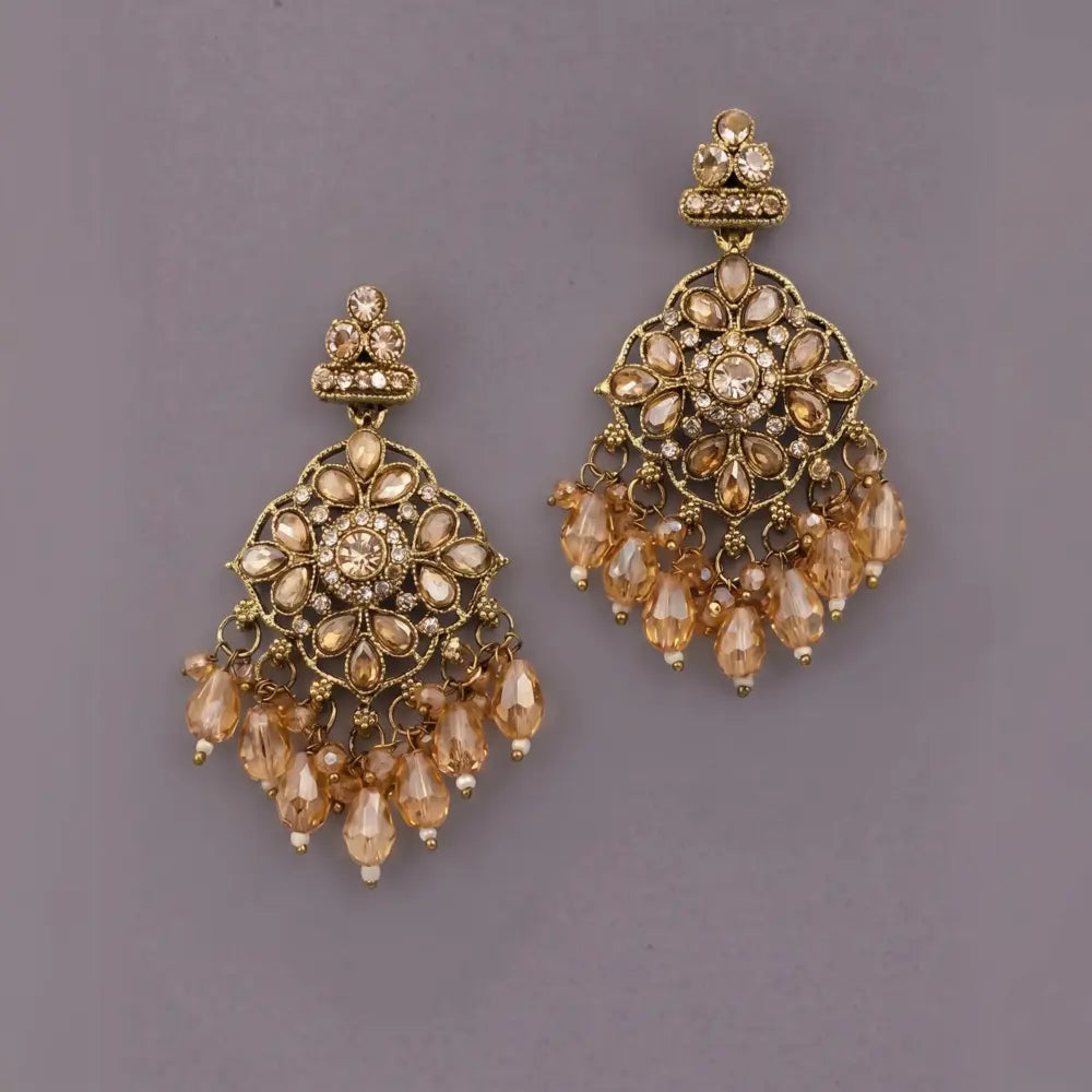 Sunehri Bloom Champagne Drop Earrings