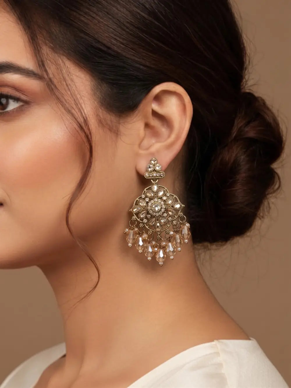 Sunehri Bloom Champagne Drop Earrings