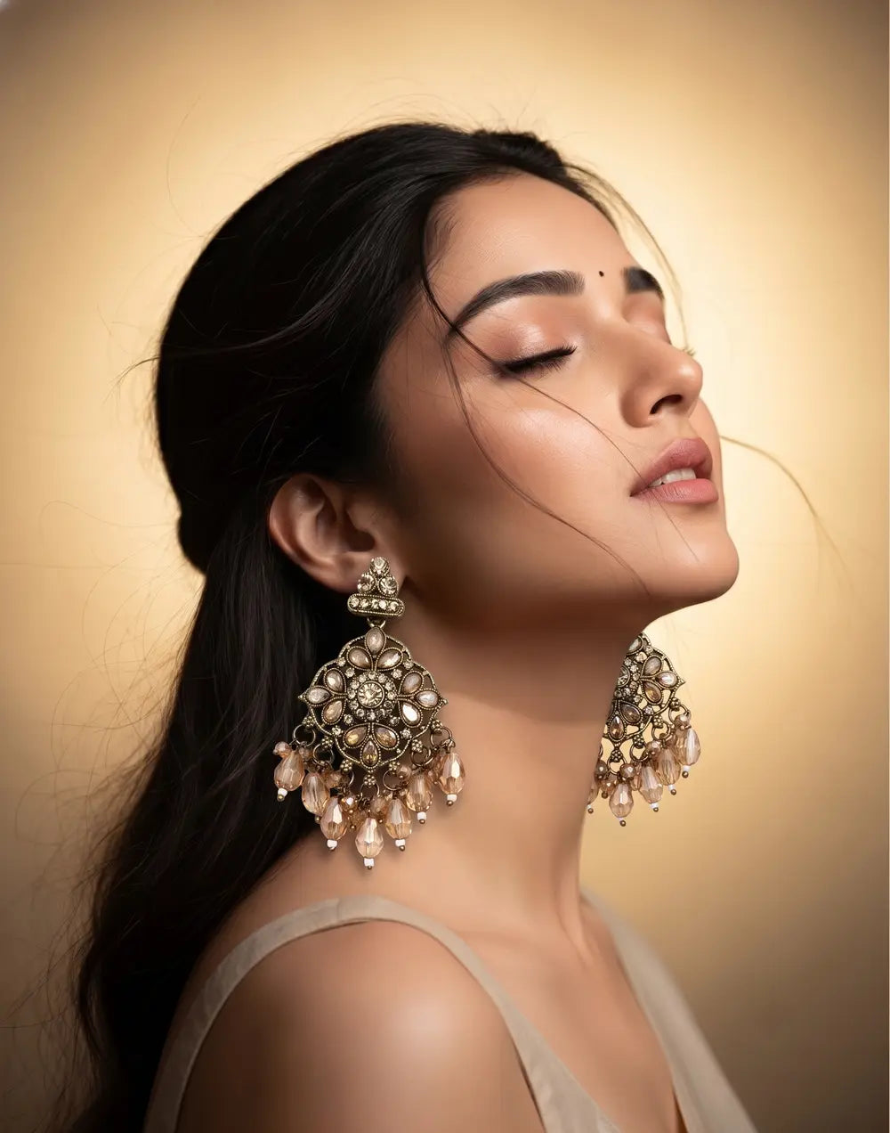Sunehri Bloom Champagne Drop Earrings