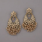 Sunehri Glow Crystal Beaded Chandbali Earrings