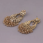 Sunehri Glow Crystal Beaded Chandbali Earrings